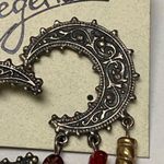 Crescent Legends Moon Shape Silver Tone Metal Pierced Post Earrings with Dangles Photo 13