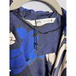 ZARA  Blue Abstract Satin Long Sleeve‎ Maxi Wrap Dress Size Small Photo 5