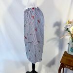 Betsey Johnson  Off Shoulder Navy Stripe Embroidered Dress Ruffle Sleeve Sz 6 💛 Photo 3