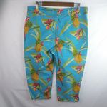 Bill Blass  14 Stretch Aloha Pineapples Jeans Capri Pants Plus Photo 1