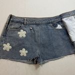 POL  Blue Jean Shorts with White Floral Accents Photo 4
