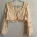 Kimchi Blue UO Light Peach Small Scarlett Eyelet Cropped Broderie Blouse Cream Photo 3