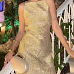 ZARA  Collection Shiny golden Mini Dress Gold Size XL bloggers fave party elegant Photo 0