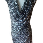 Michael Kors  Dark Blue Abstract Patterned Plunging Neckline Dress Size M Photo 0