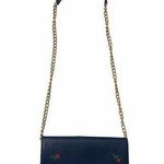 Urban Expression Urban Expressions Blue Vegan Leather Cross Body Clutch Purse Gold Chain Strap Photo 0