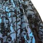 Gunne Sax Vtg  Women's 9/10 Strapless Dress Black Velour‎ Blue Floral Whimsigoth Photo 3