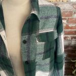Green & White Plaid Flannel Long Sleeve Shacket Size XS Photo 4