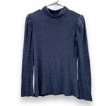 Rachel Pally  Ada Navy Blue Metallic Rib Long Sleeve‎ Mock Neck Sweater Sz M Photo 3