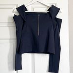 Michelle Mason  Navy Cutout Shoulder Long Sleeve Top Photo 2