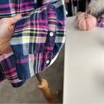 Hollister Navy and Pink Plaid Western Snap Button Down Flannel Shirt Large Photo 6