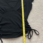 American Eagle Black Ruched Side Tie V-Neck Top Photo 4