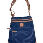 Stone Mountain Blue Nylon Tan Handles Crossbody Shoulder Bag Purse Photo 0