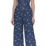 Avec Les Filles  FLORAL CAPSLEEVE CORSET WILDE LEG DENUM JUMPSUIT, SZ 0, $249 Photo 0