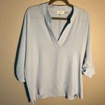 Calvin Klein Pastel Light Blue V-Neck Sweater Blouse SZ M 3/4 Sleeve Flowy Photo 4