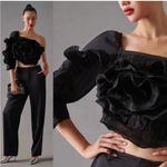 Anthropologie Let Me Be 3D Rosette One Shoulder Top Black Size Medium Photo 1