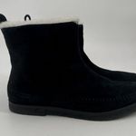 Jenni Kayne Suede Moc Shearling Fur Sherpa Ankle Boots Black 39 9 Photo 3
