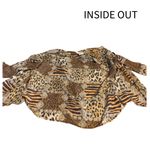 VINTAGE 1990'S S.L.B. BY SUNNY LEIGH ANIMAL PRINT SILK BUTTON DOWN BLOUSE (M) Brown Size M Photo 8