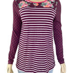 Matilda Jane  Size Small Calling Bird Floral Stripe Polka Dot Long Sleeve Tee Photo 0