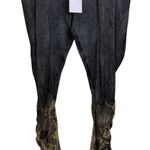 Adriana Iglesias Silk Pants Womens Size 40 Black Tapered Yellow Button Cuff NWT Photo 0