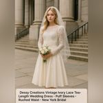 Dessy Creations Vintage Ivory Lace Tea Photo 1