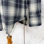 Vince Tartan Plaid Raw Hem Oversized Button Front Flannel Shirt Black Cream XS Photo 7
