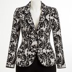 Jackie Jon Blazer Womens 12 Black White Baroque Pleated Jacket Elegant Evening Photo 0
