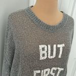 The Laundry Room  But First Yoga Gray Sweater Photo 4