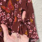 Madewell Maroon Floral Print Wrap Top Shirt Size 2 Photo 4
