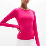 Athleta New XS Momentum Seamless Top Dahlia Pink X-Small Long Sleeve Photo 0