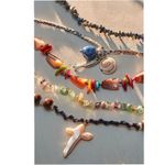 Free People  Bohemian Single Strand Crystal Chip Beaded Necklace Purple NWT Photo 8