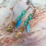 Handmade Star Confetti Glass Jar Ice Cream Cone Charms Plastic Chain Earrings Photo 5