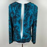 Madison Gray Blouse 8 Beaded Silk Teal Black Long Sheer Sleeve‎ Top Green Photo 6