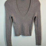 Abercrombie & Fitch ✨ Scoop Neck Ribbed Knit Sweater Tan Neutral Small Photo 0