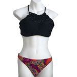 Xhilaration Crochet Halter Bikini Top Black Large Photo 5