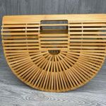 Wooden stick bamboo Clutch Purse bag summer fall boho look Brown Photo 1