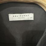 Equipment  Femme Silk Black Button Tunic Mini Dress Sleeveless Crochet Trim Small Photo 4