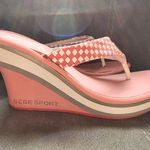 Bebe NIB  Sport Sandals Dance Fever Wedge Thong Sandals Flip Flops Coral White 8 Photo 5