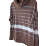 Magaschoni  Stripe Cashmere Turtleneck Sweater In Toasted Brown Photo 2