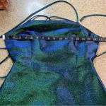Lulus NWOT Impressive Confidence Shiny Green and Blue Lace-Up Mini Dress Photo 5