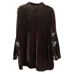 Johnny Was  Luciana Floral Butterfly Velvet Kimono Sleeve Shirt Coffee XXL NEW Photo 2