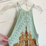 Free People  Intimately Free Shea Printed Mint Crochet Halter Mini Dress XS Photo 6
