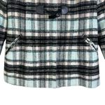 New York Company Plaid Duffle Coat Hooded Wool Toggle Button Women's Medium Black Photo 2