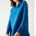Free People Ottoman Slouchy Tunic Sweater Mock Oversized Tropical Bay Blue Small Photo 1