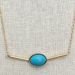 Stainless Steel Bar Necklace with Turquoise Photo 0