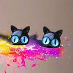 Stud Earrings‎ Ear Jacket Cat Design Zinc Alloy Silver Earrings Retro Cute Style Black Photo 4