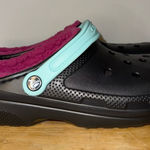 Crocs Fleece- Lined Clogs Black/Pink/Blue Unisex Clogs Women’s 11 Men’s 9 NEW Photo 0