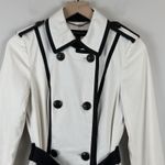 ESCADA Trench Coat Womens Size 36 US Small Black White Belted Military Style Photo 2