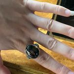 Natural Shungite Sleeping Beauty Turquoise Sterling Silver Cocktail Ring Size 9 Black Photo 2