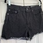 Rag and Bone Maya High Rise Black Denim Shorts Button Fly Sz 29 Distressed Raw Hem Photo 2
