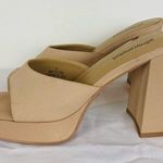Jeffrey Campbell  Ninety square toe platform sandal in tan. Size 8 Photo 1